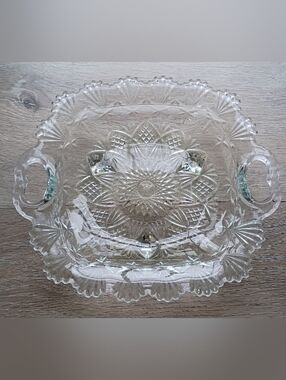 Vintage Pasari Clear Crystal Glass Dish Serving Bowl  Pressed Footed